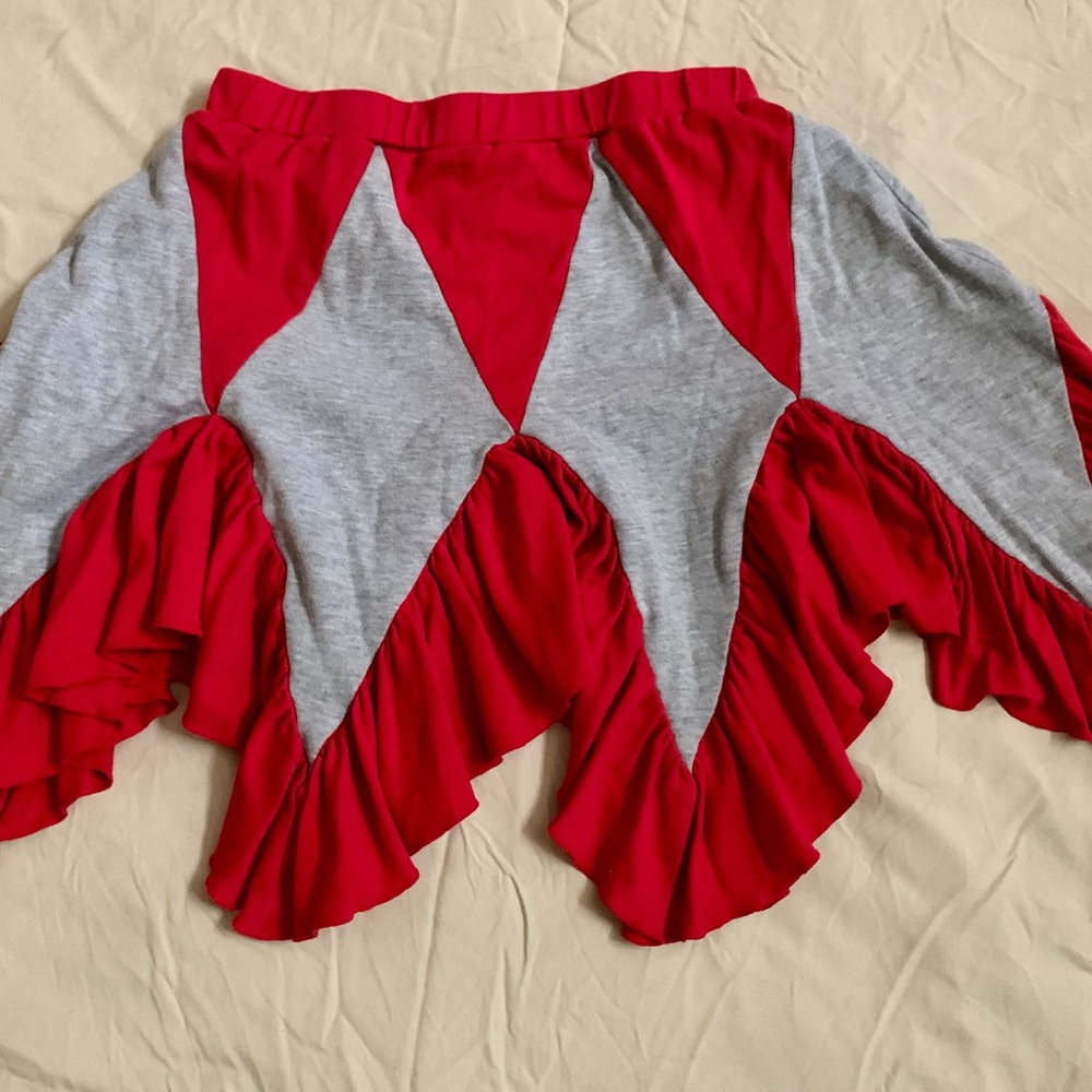 LEMON LOVES LIME GIRLS RED GRAY DIAMOND TWIRL SKIRT sz 10